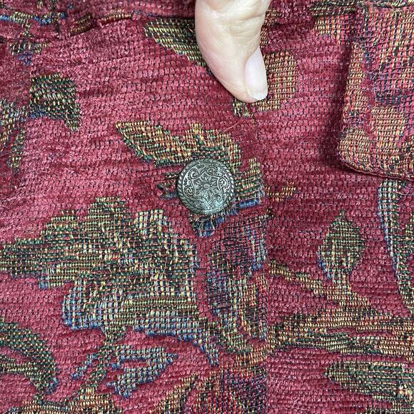 Coldwater Creek Tapestry Jacket Plus Sz 2X Red Floral Copper Snaps Western Boho - Picture 5 of 8